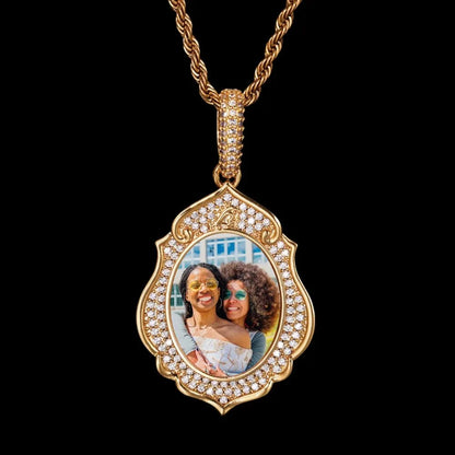 Elegant Classical Memory Photo Oval Pendant - 33mm