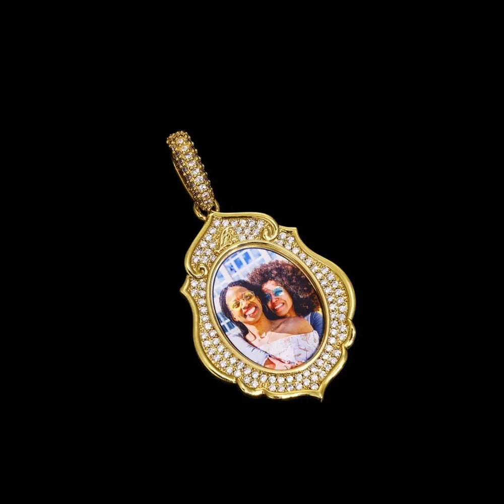 Elegant Classical Memory Photo Oval Pendant - 33mm
