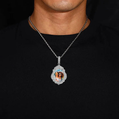 Elegant Classical Memory Photo Oval Pendant - 33mm