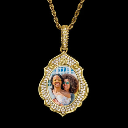 Elegant Classical Memory Photo Oval Pendant - 33mm