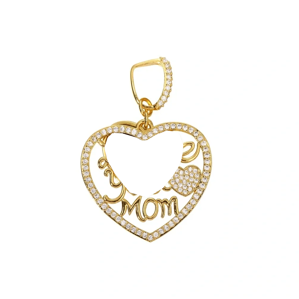 Engraved "LOVE YOU MOM" Memory Customized Photo Heart Pendant - 37mm