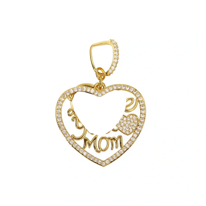 Engraved "LOVE YOU MOM" Memory Customized Photo Heart Pendant - 37mm