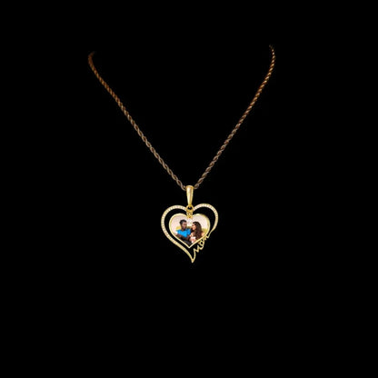 Eternal Love Heart Custom Photo Rotating Pendant - 38mm