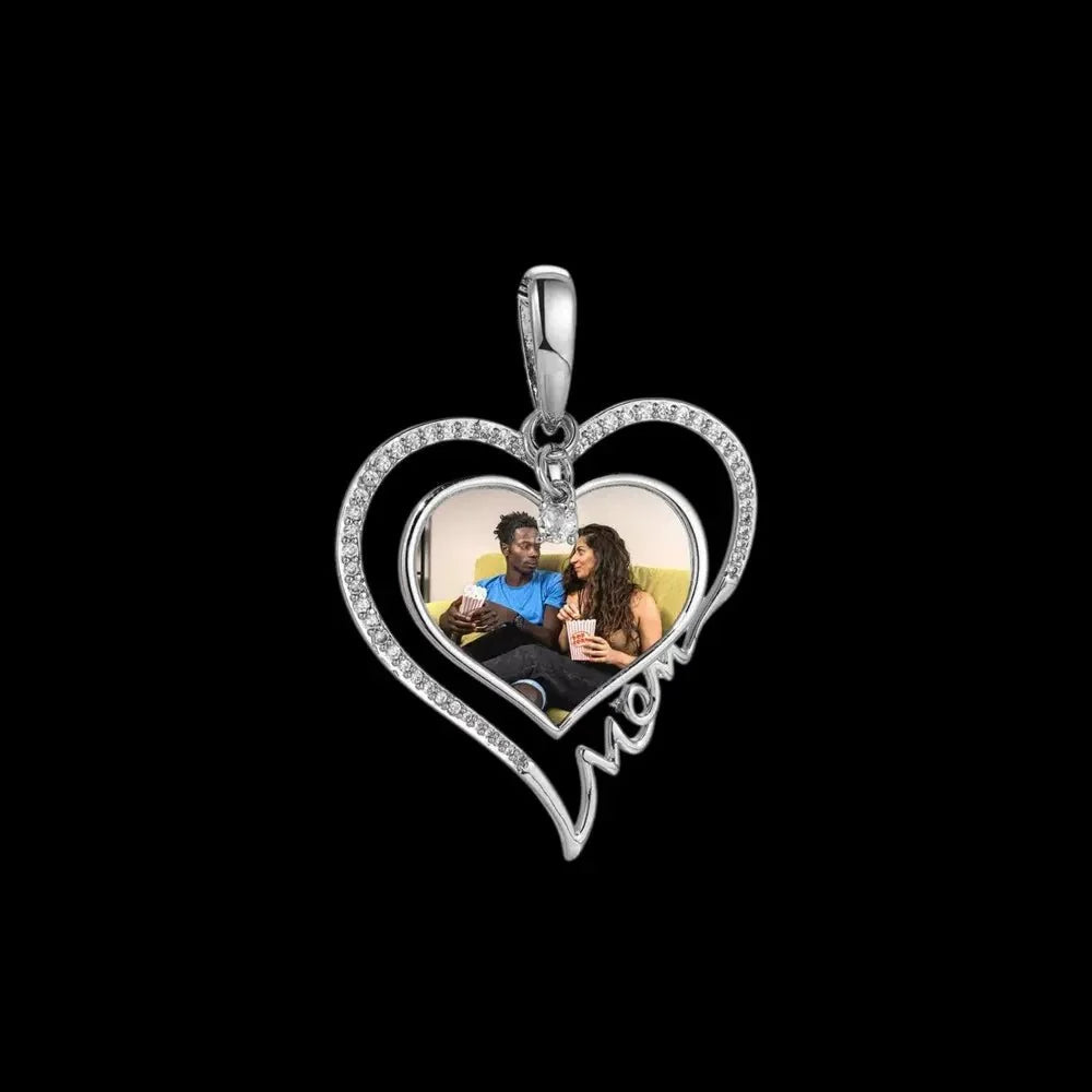 Eternal Love Heart Custom Photo Rotating Pendant - 38mm