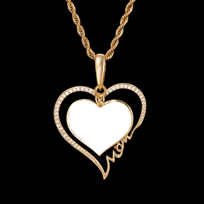 Eternal Love Heart Custom Photo Rotating Pendant - 38mm