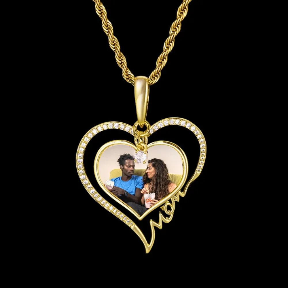 Eternal Love Heart Custom Photo Rotating Pendant - 38mm