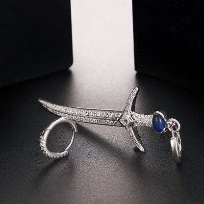 S925 & VVS Asymmetrical Sword Diamond Earrings