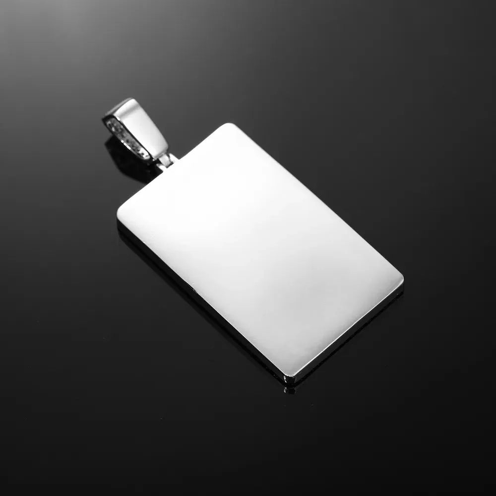 Full Diamond Memory Photo Rectangular Pendant - 32mm
