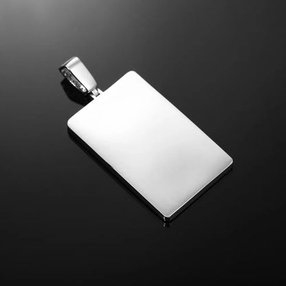 Full Diamond Memory Photo Rectangular Pendant - 32mm