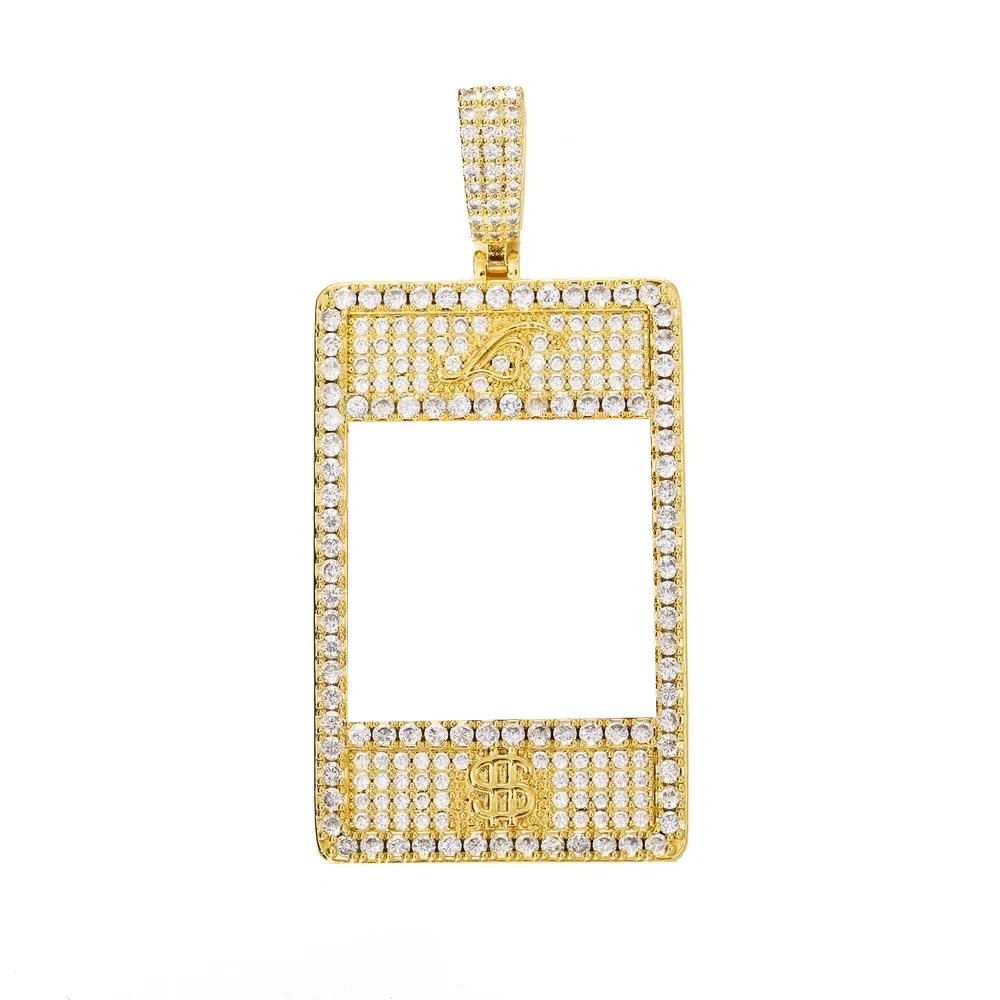 Full Diamond Memory Photo Rectangular Pendant - 32mm