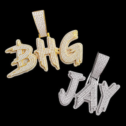 Fully Iced-Out Custom Letter Name Pendant
