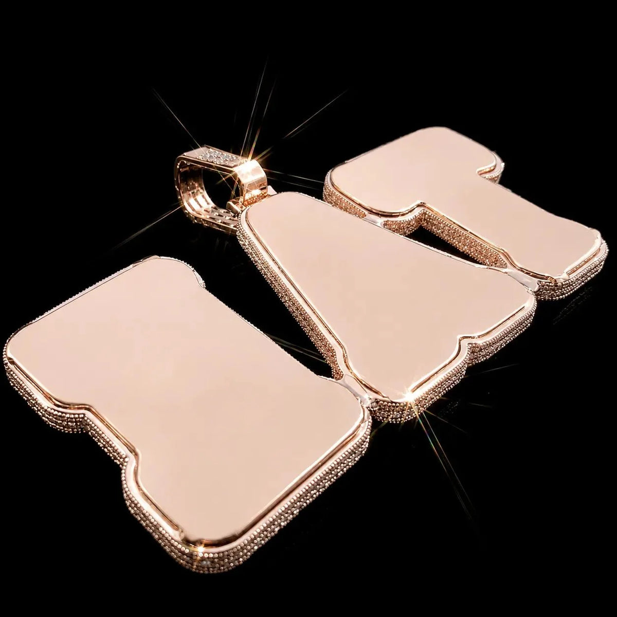 Fully Iced-Out Double-Layer T-Set Diamond Custom Letter Pendant
