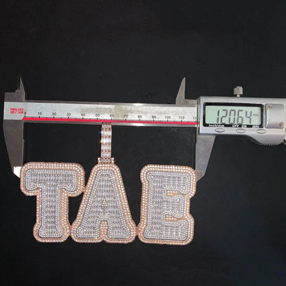 Fully Iced-Out Double-Layer T-Set Diamond Custom Letter Pendant