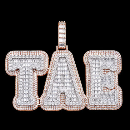Fully Iced-Out Double-Layer T-Set Diamond Custom Letter Pendant