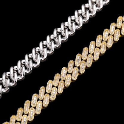 Fully Iced Out Square Diamond Cuban Link Bracelet - 14mm
