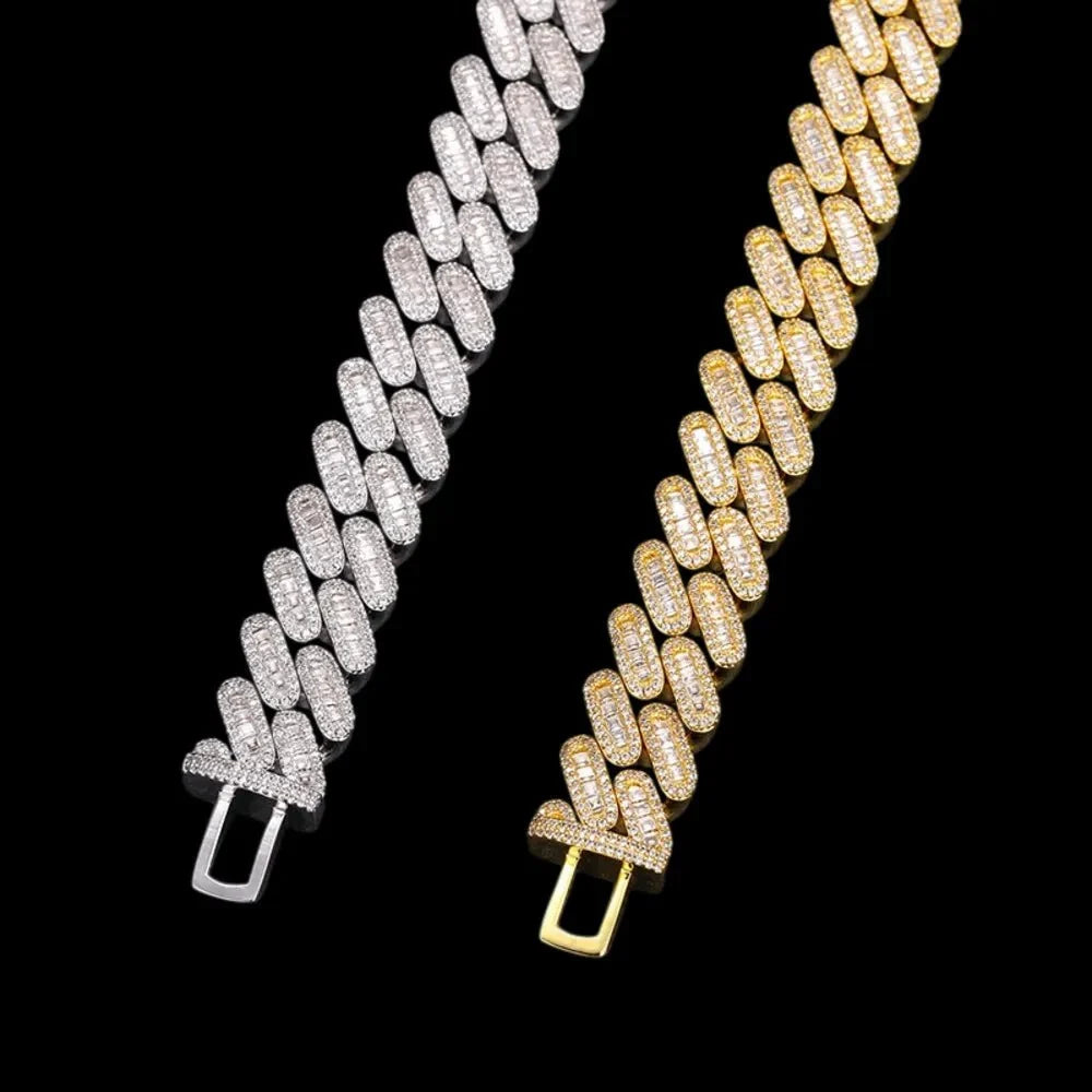 Fully Iced Out Square Diamond Cuban Link Chain - 14mm