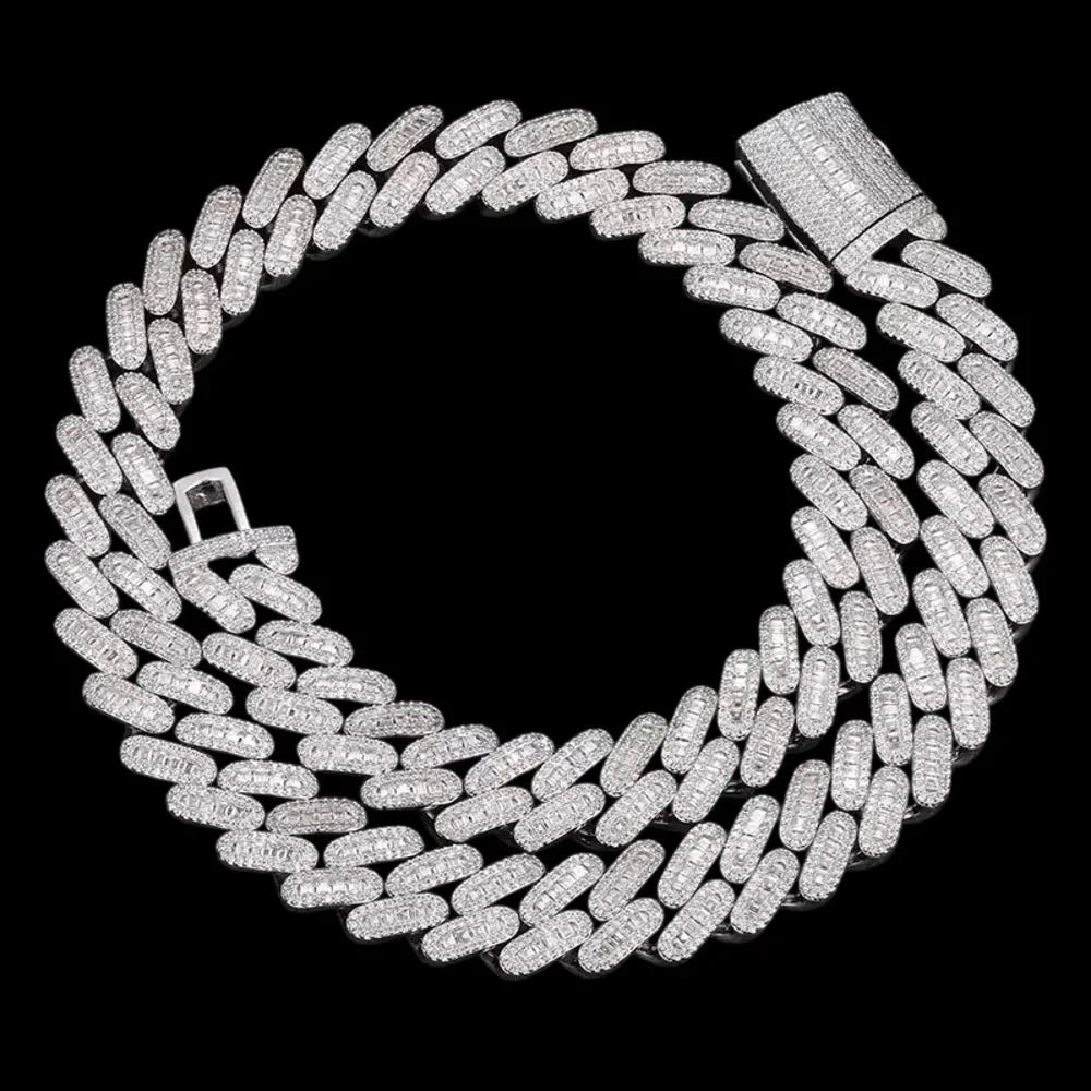 Fully Iced Out Square Diamond Cuban Link Chain - 14mm