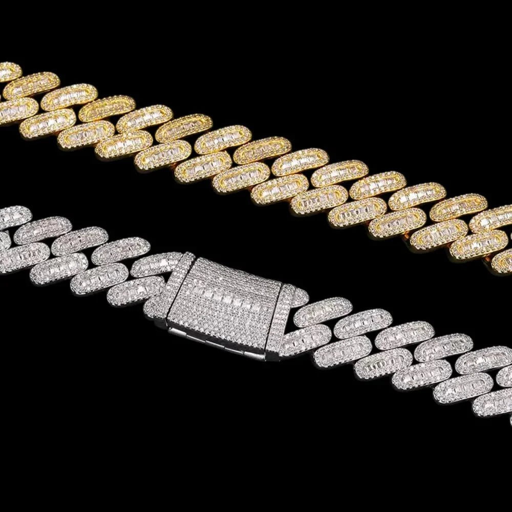 Fully Iced Out Square Diamond Cuban Link Chain - 14mm