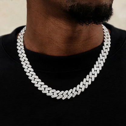 Fully Iced Out Square Diamond Cuban Link Chain - 14mm