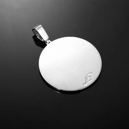 Gold Brick Engraved Memory Photo Custom Round Pendant - 46mm