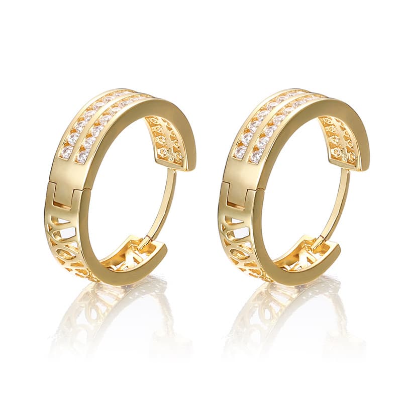 Gold-Plated Full Diamond Earrings