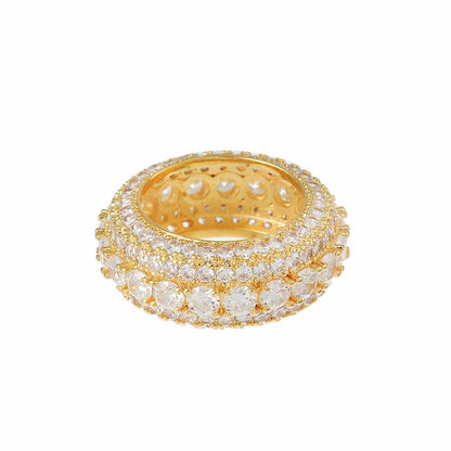 Gold-Plated Round Diamond Hip-Hop Ring