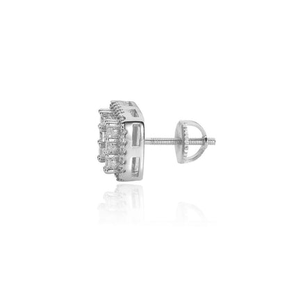 Gold-Plated Square T-Diamond Stud Earrings