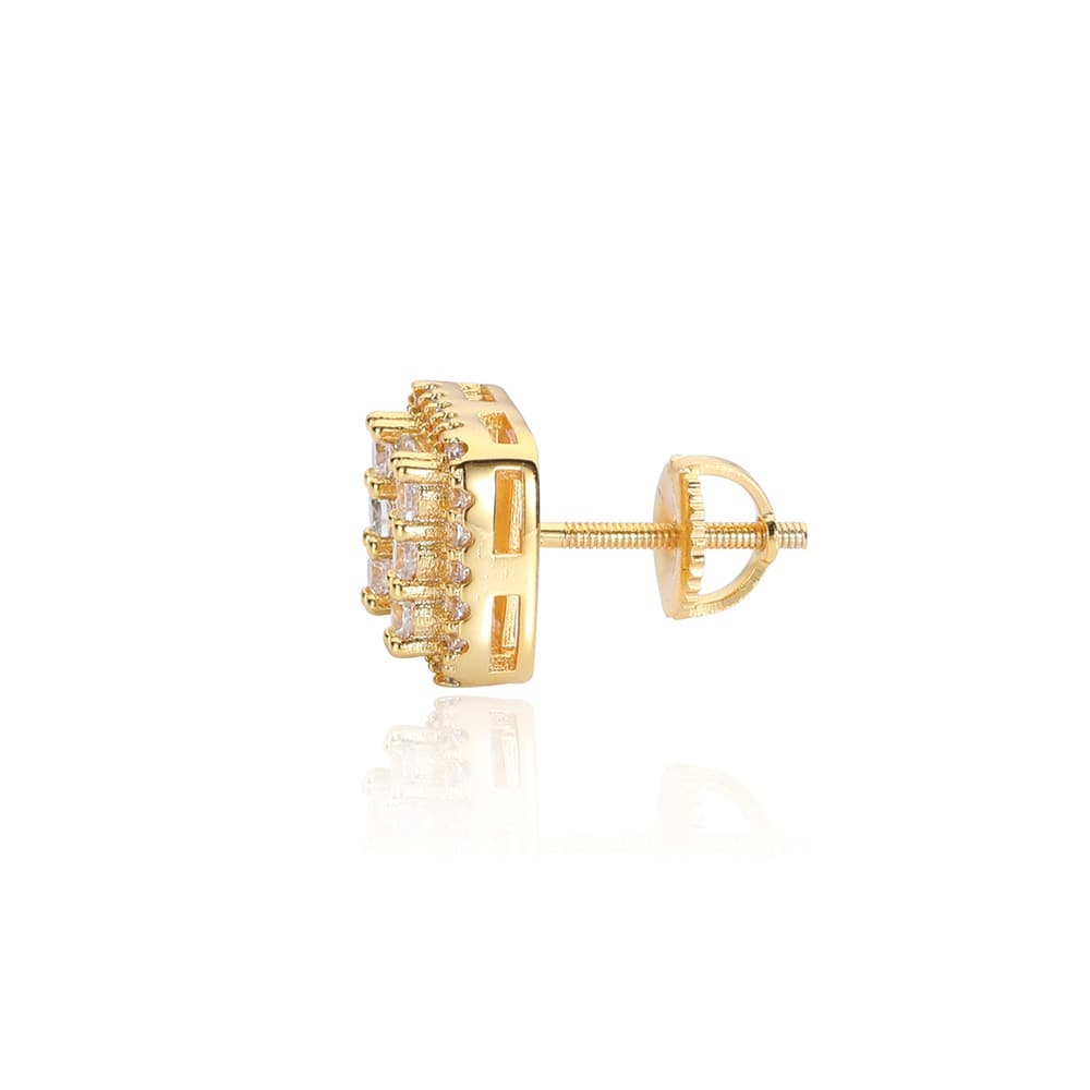 Gold-Plated Square T-Diamond Stud Earrings