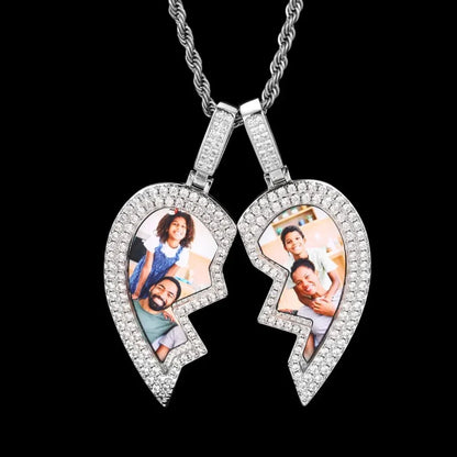 Heartbroken Heart Patchwork Memory Custom Photo Heart Pendant - 45mm