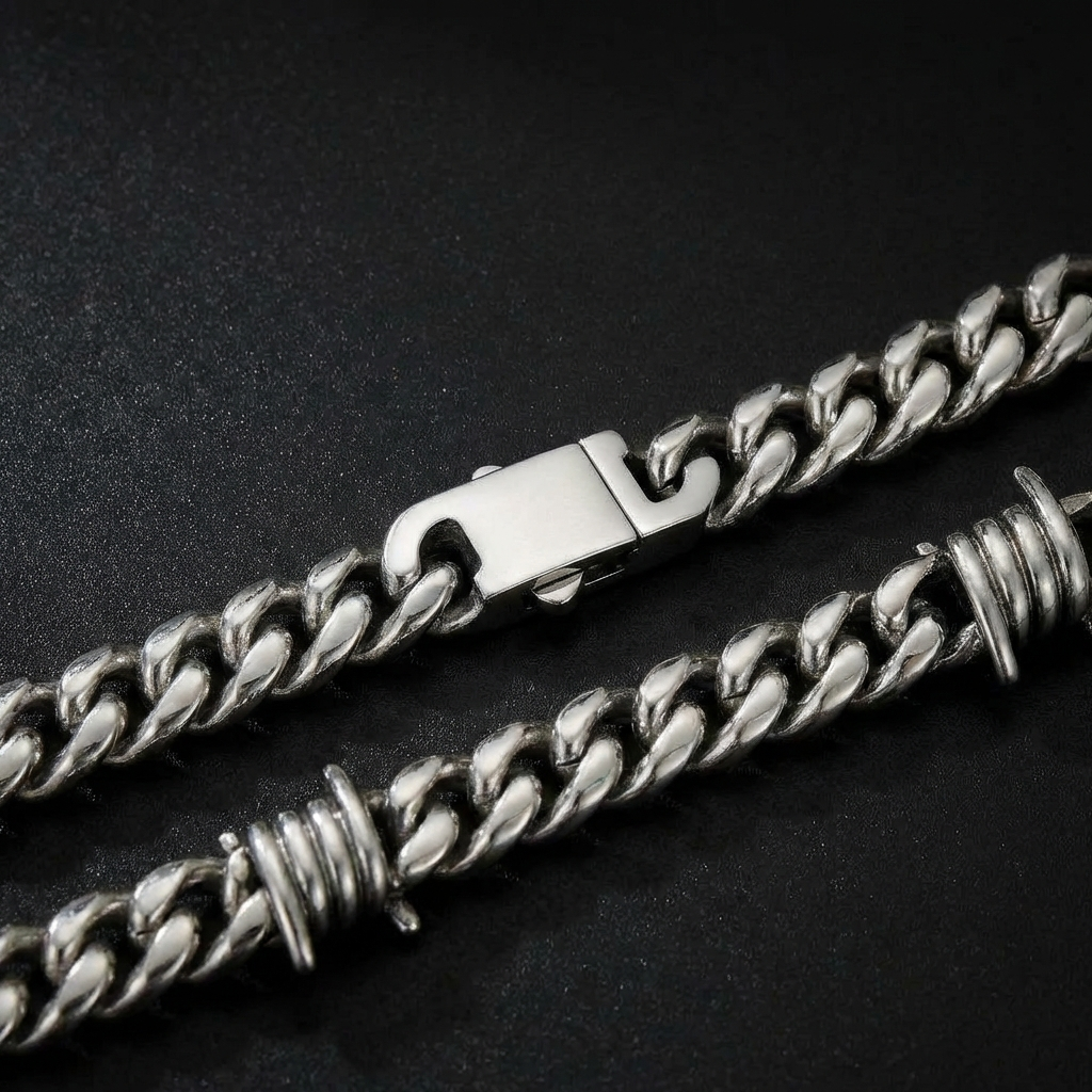 ARUXYA 9mm Barb Wire Cuban Chain