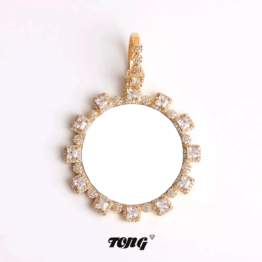 Ice Crystal Custom Photo Round Pendant - 40mm