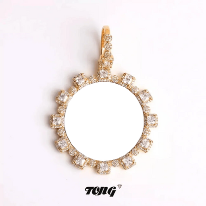 Ice Crystal Custom Photo Round Pendant - 40mm