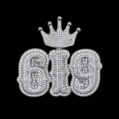 Iced-Out Crown Clasp Custom Gothic Letter Pendant