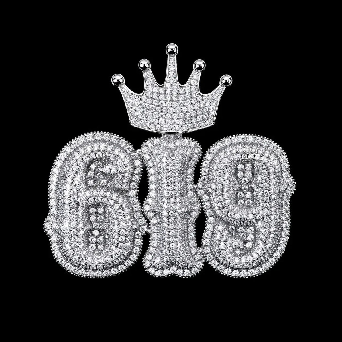 Iced-Out Crown Clasp Custom Gothic Letter Pendant