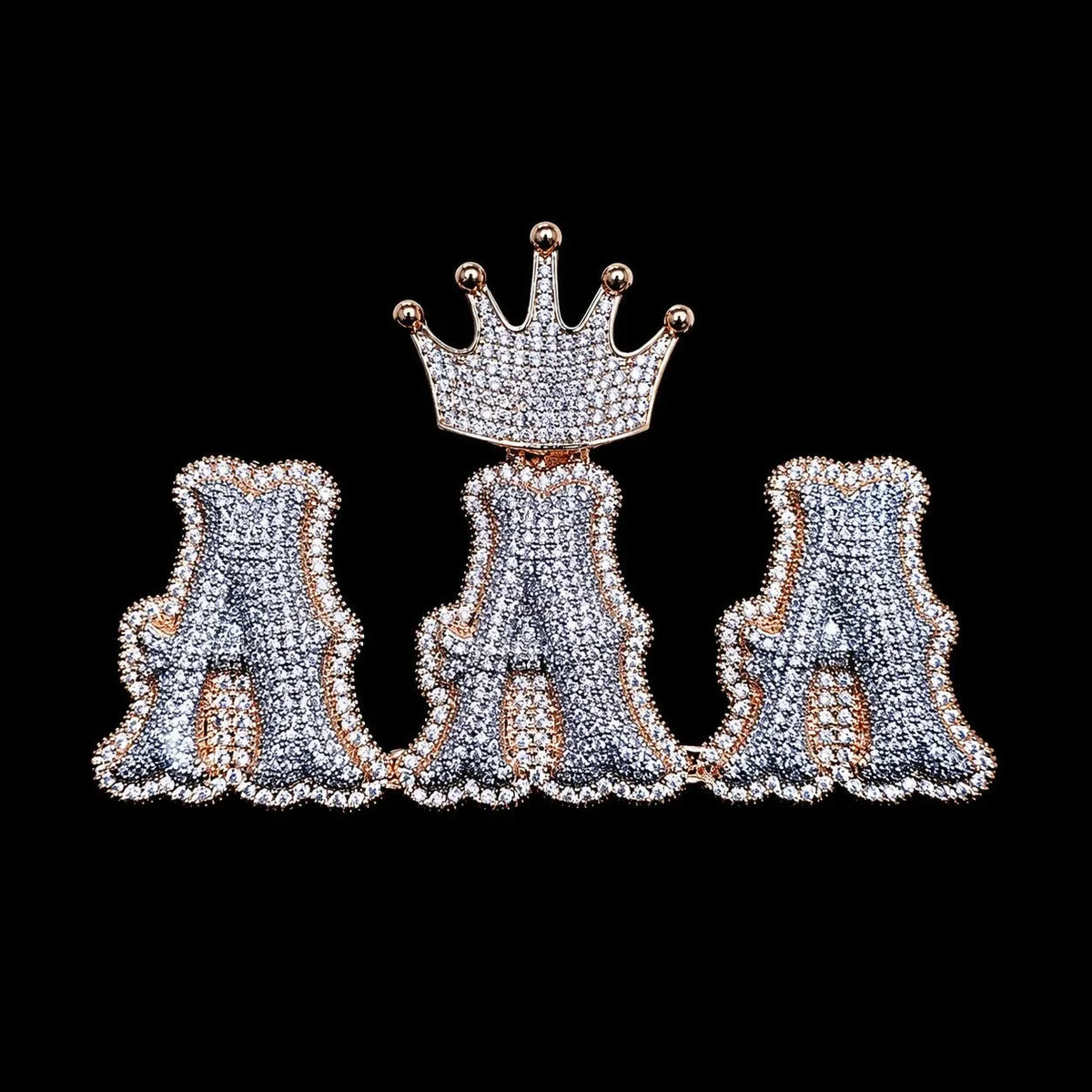 Iced-Out Crown Clasp Custom Gothic Letter Pendant