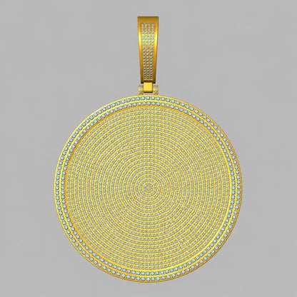 Iced-Out Custom 3D Double-Initial Large Round Pendant in Rose Gold - 76mm