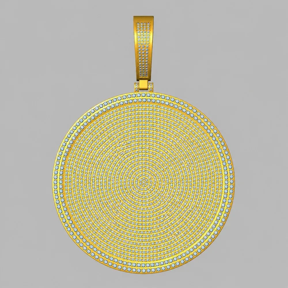 Iced-Out Custom 3D Double-Initial Large Round Pendant - 76mm