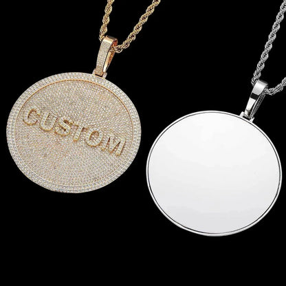 Custom 3D Iced-Out Letter Large Round Pendant – 76mm