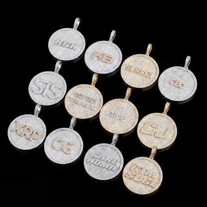 Iced-Out Diamond Custom Letter 3D Large Disc Pendant – 80mm