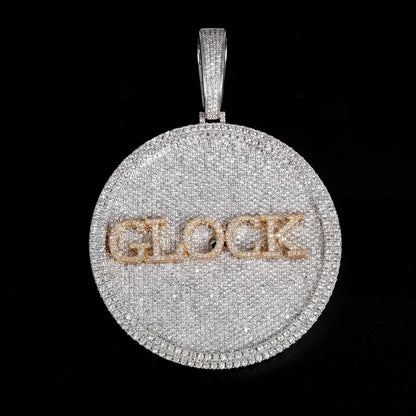 Iced-Out Diamond Custom Letter 3D Large Disc Pendant – 80mm