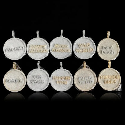 Iced-Out Diamond Custom Letter 3D Large Disc Pendant – 80mm