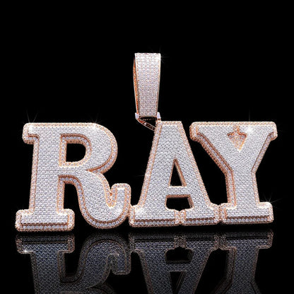 Iced-Out Double-Layer Custom Large Letter Pendant