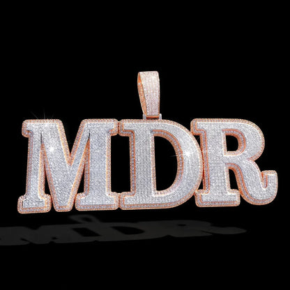 Iced-Out Double-Layer Custom Large Letter Pendant