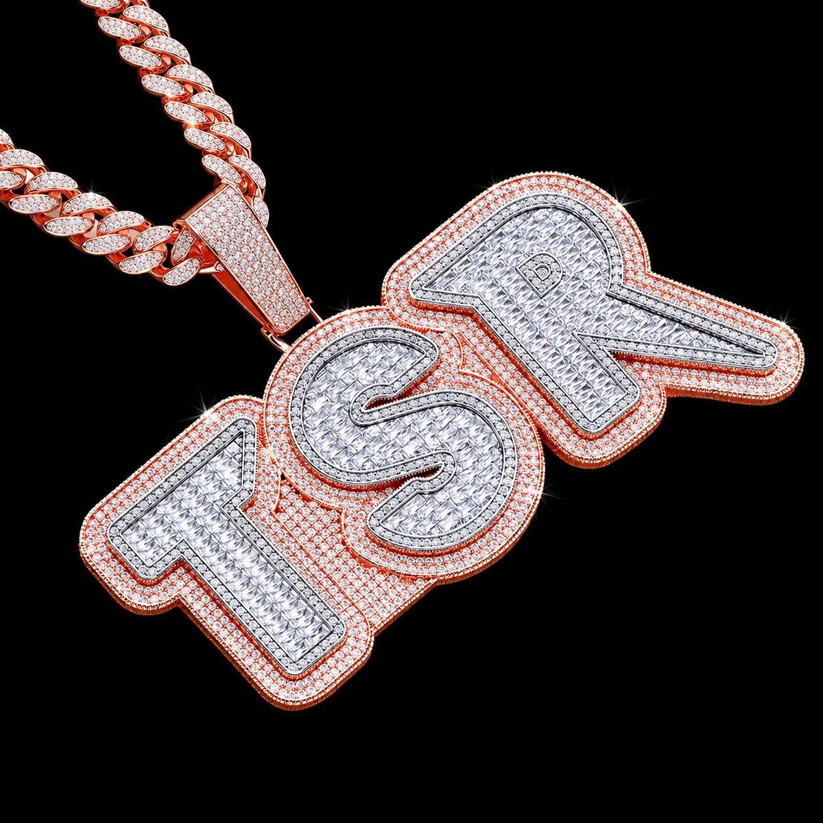 Iced-Out Double-Layer T-Set Diamond Custom Letter Pendant