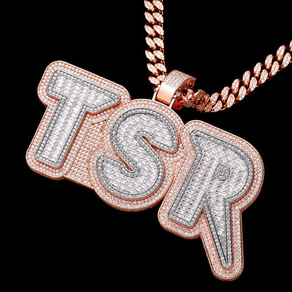 Iced-Out Double-Layer T-Set Diamond Custom Letter Pendant