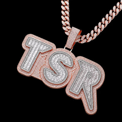 Iced-Out Double-Layer T-Set Diamond Custom Letter Pendant