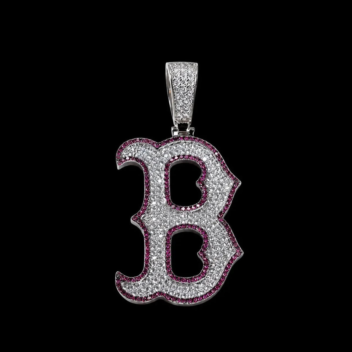 Iced-Out Glow Gothic Letter B Pendant - 35mm