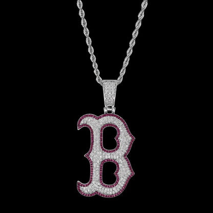 Iced-Out Glow Gothic Letter B Pendant - 35mm