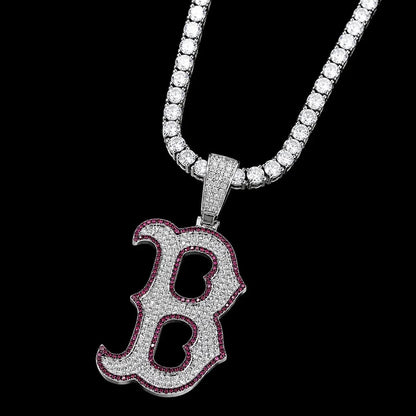 Iced-Out Glow Gothic Letter B Pendant - 35mm