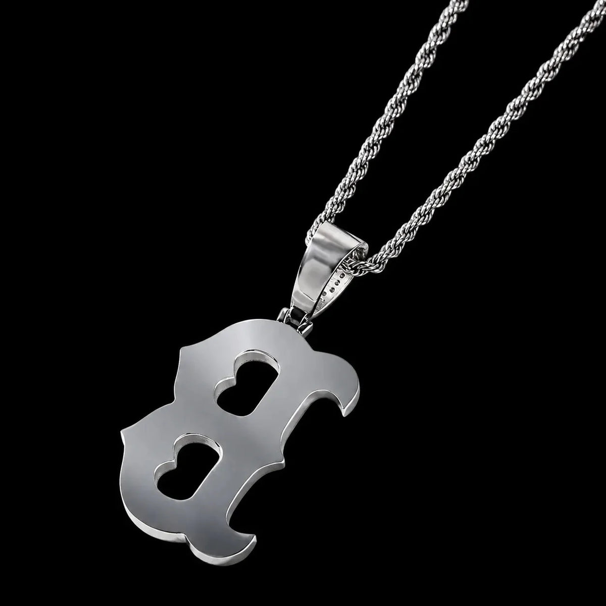 Iced-Out Glow Gothic Letter B Pendant - 35mm